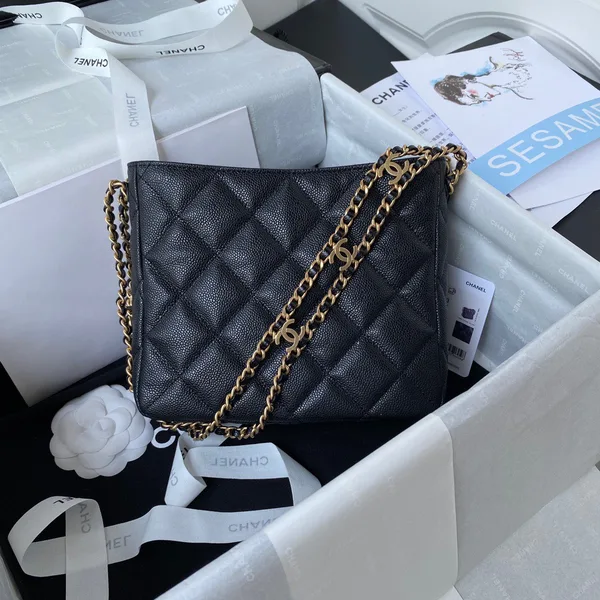 Chanel Hobo Handbags Pebbled Leather With Lock Gold 19x16cm product view 3