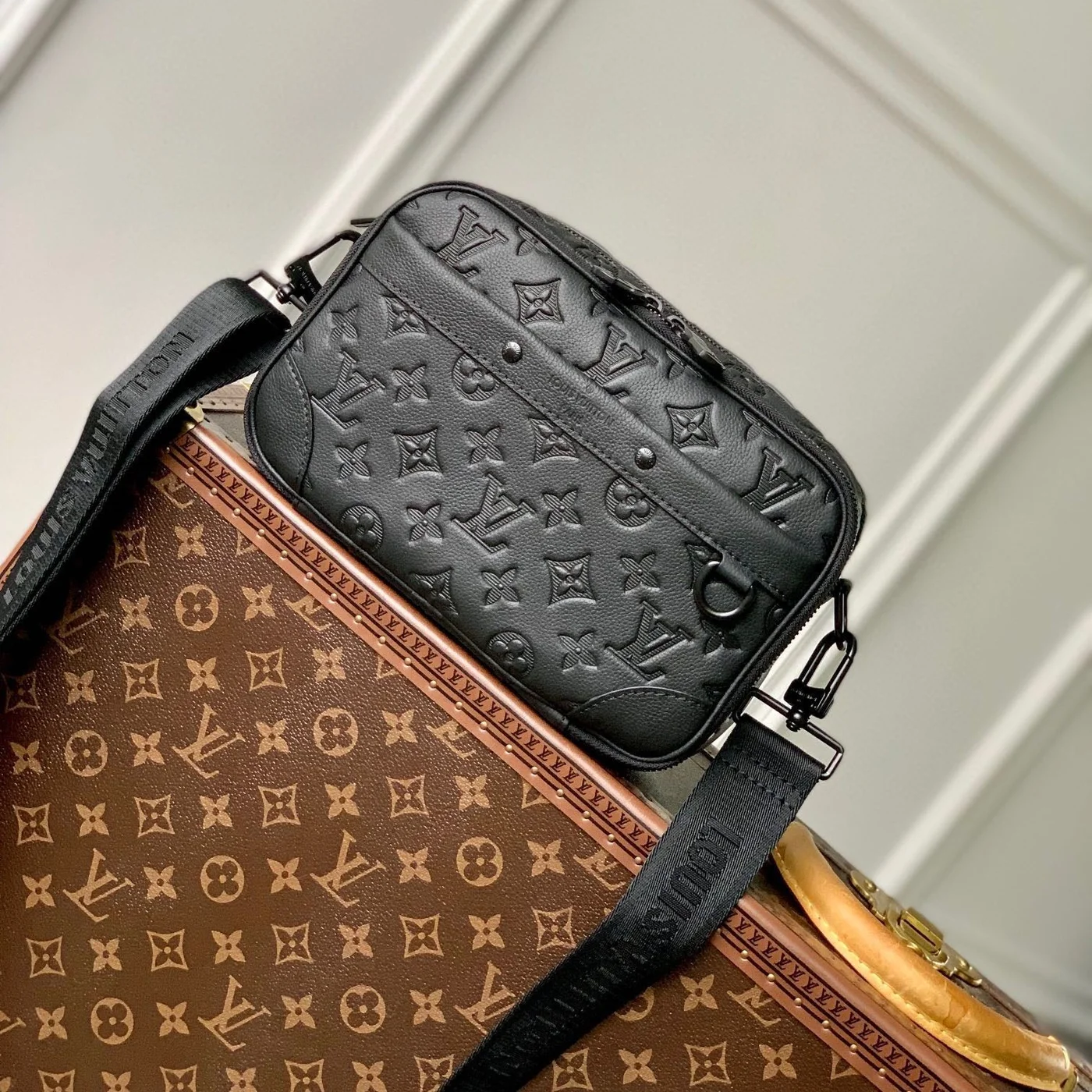 Louis Vuitton Alpha Nano Bag 24 In Black Monogram Shadow Embossed Cowhide product view 1
