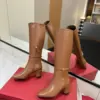 Valentino Women Tan Leather Mid-Calf Boots product view 6