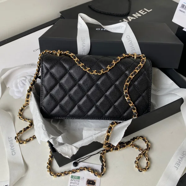 Chanel Woc Charm Handbag Lizard Skin Black With Gold Lock 20 cm product view 8