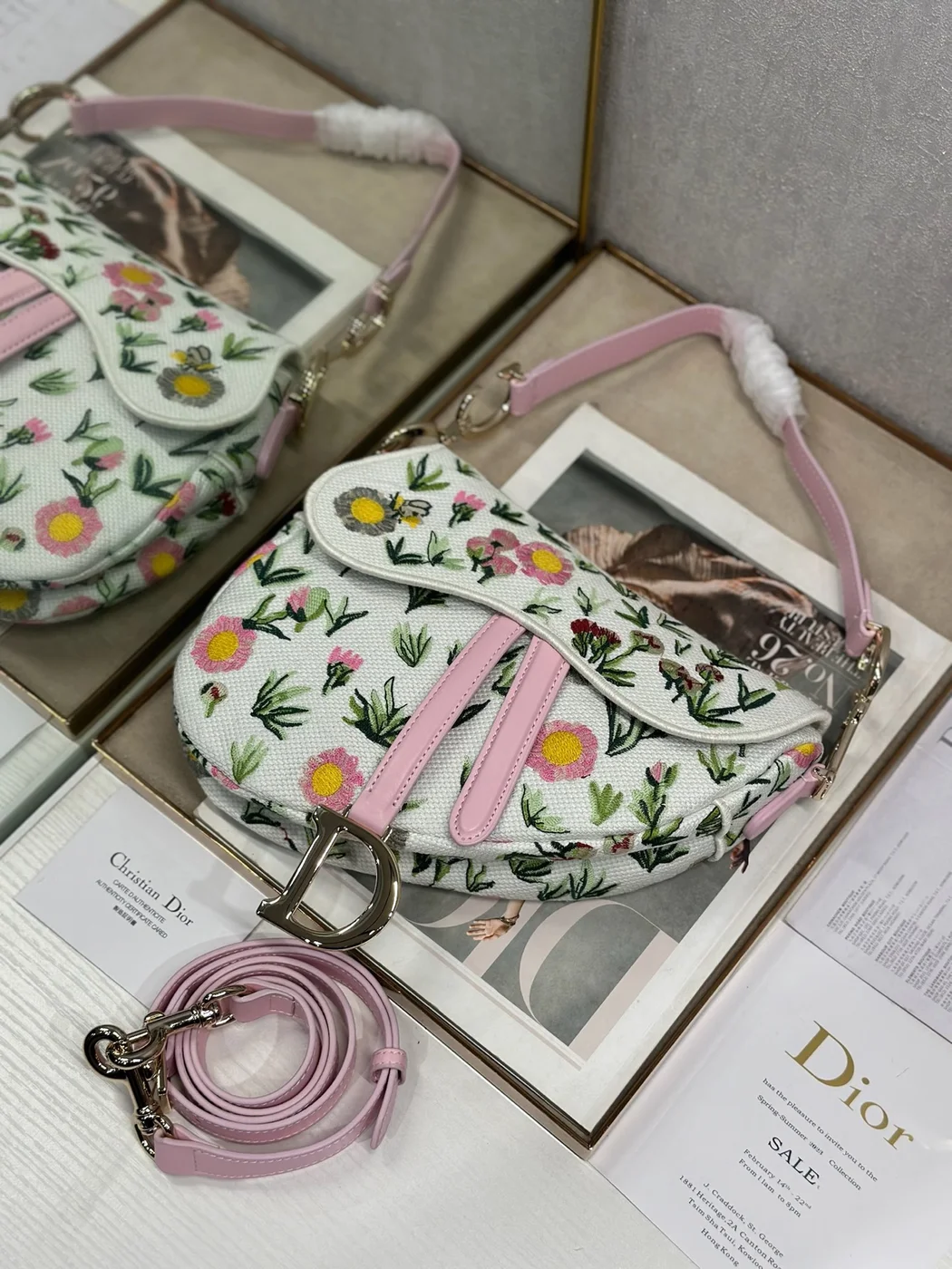 Dior Saddle Bag Multicolored Floral Embroidery Flowers product view 2
