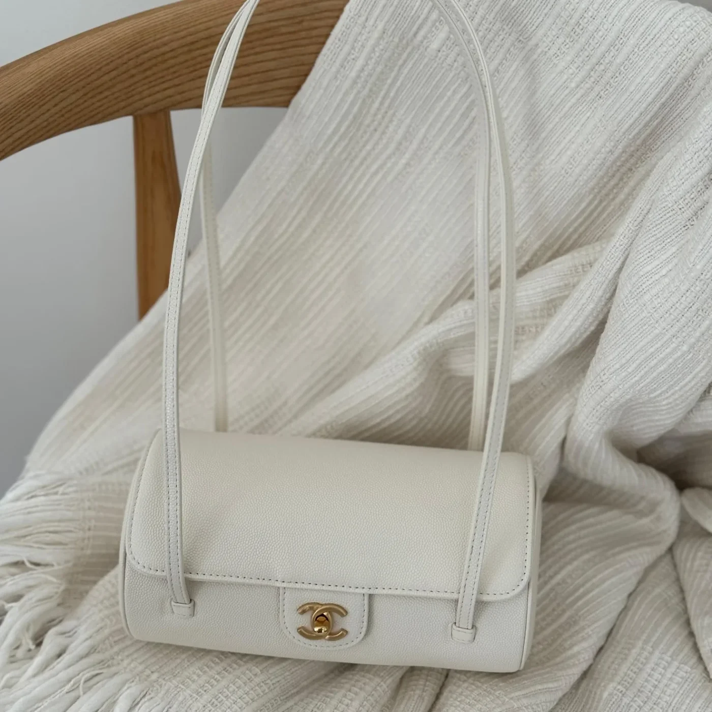 Chanel Preppy Coco Small Bowling Bag in White product view 1