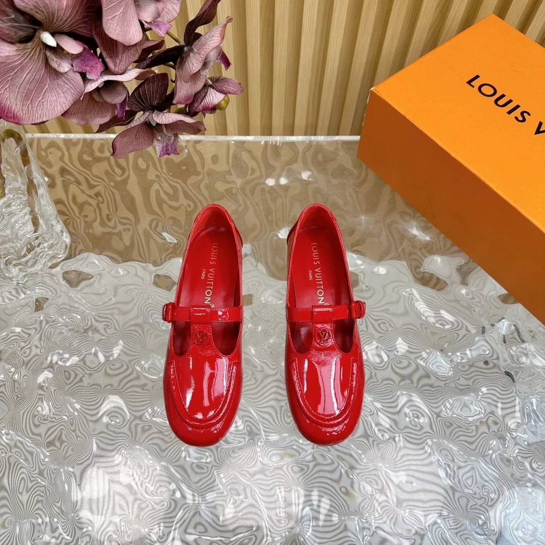 Louis Vuitton Women Red Patent Leather Loafers product view 1