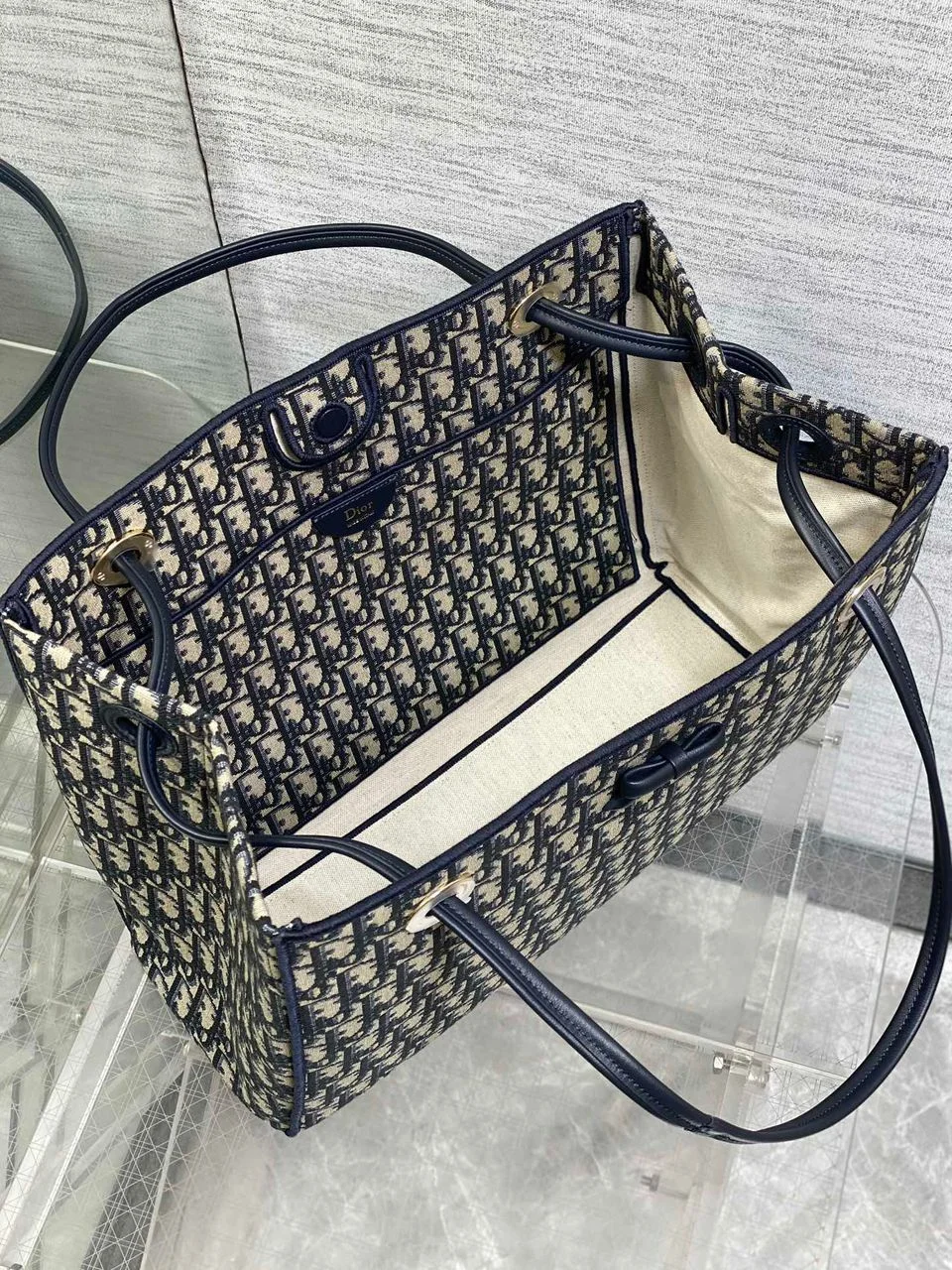 Dior Promenade Shopping Bag in Blue Dior Oblique Jacquard product view 2