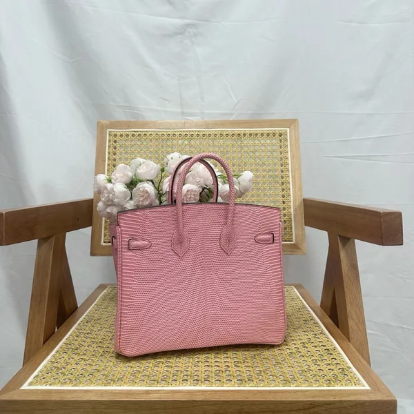 Hermès Birkin 25 cm Sakura Pink Lizard Leather Silver Hardware Bag product view 2