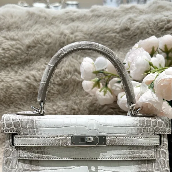 Hermès Kelly 25 cm Himalaya Crocodile Leather Silver Hardware Bag product view 6