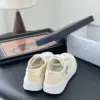 Chanel Women White Canvas Lace-Up Sneakers product view 3