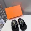 Hermès Women Black Leather Sandals product view 1