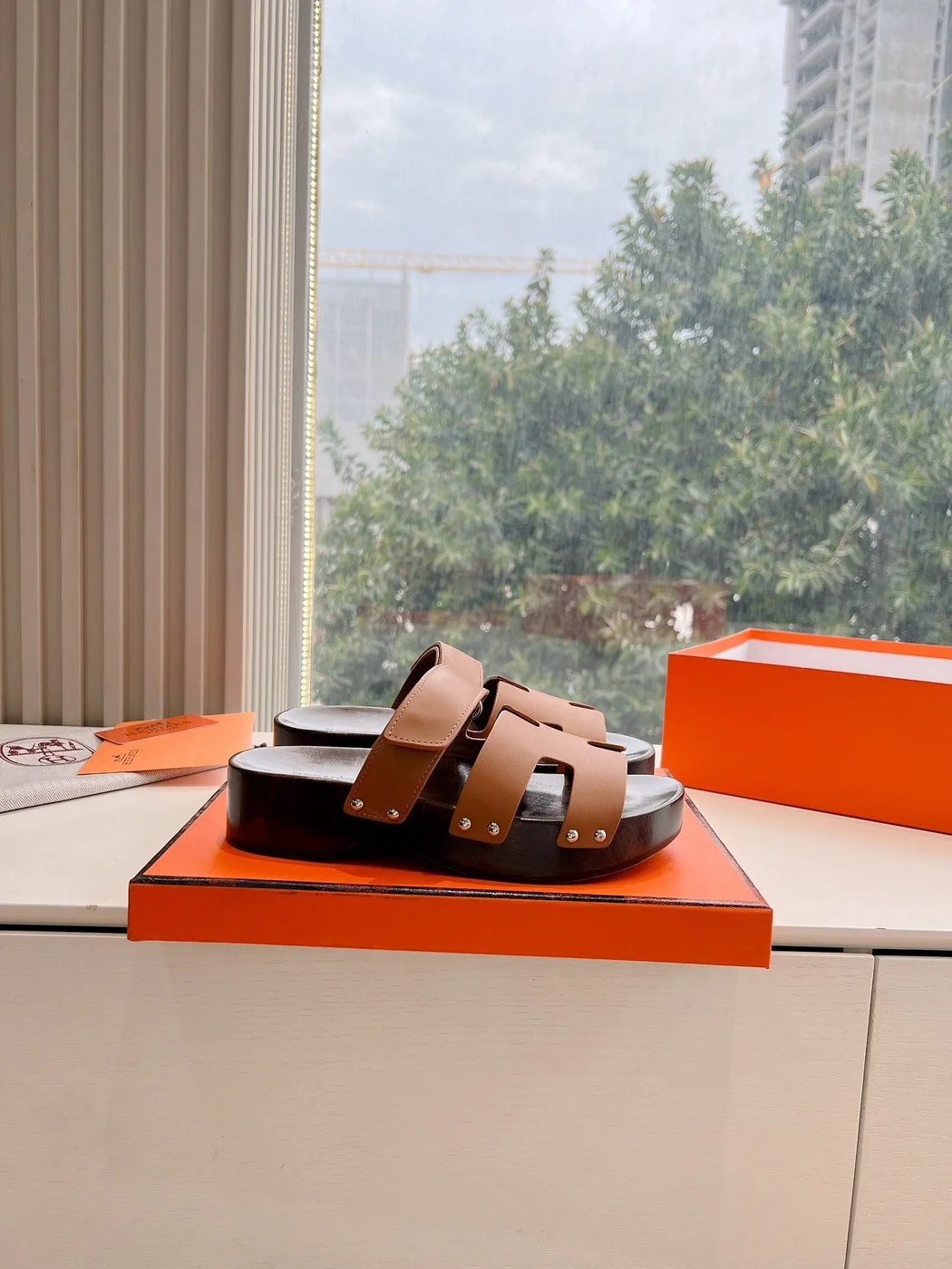 Hermès Women Brown Leather Sandals product view 2