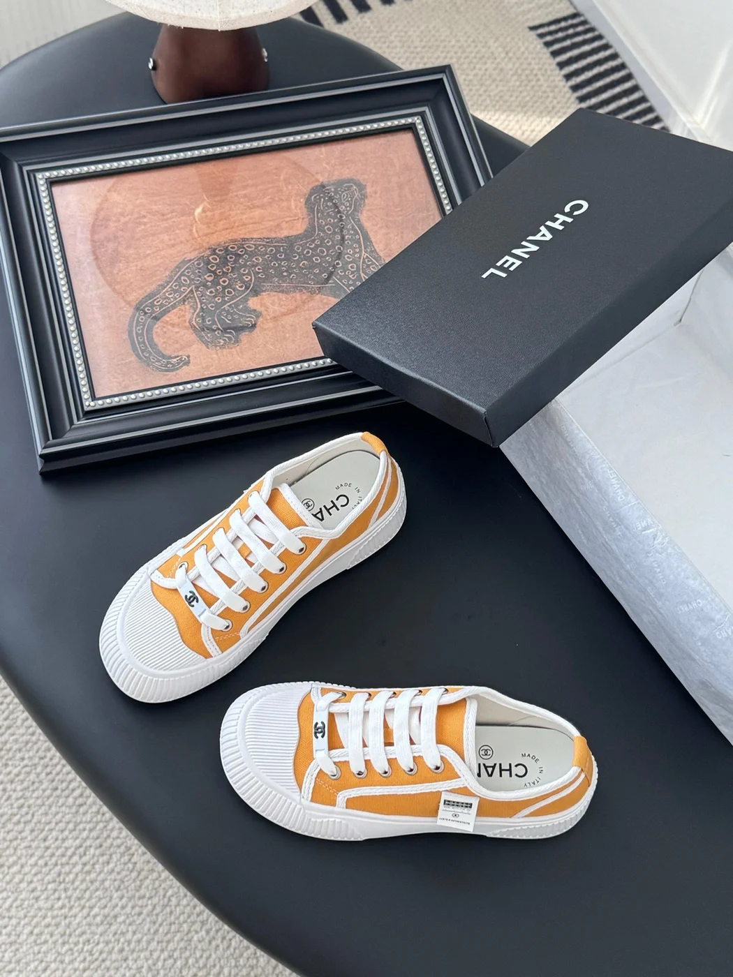 Chanel Women Yellow Canvas And Rubber Sneakers product view 6