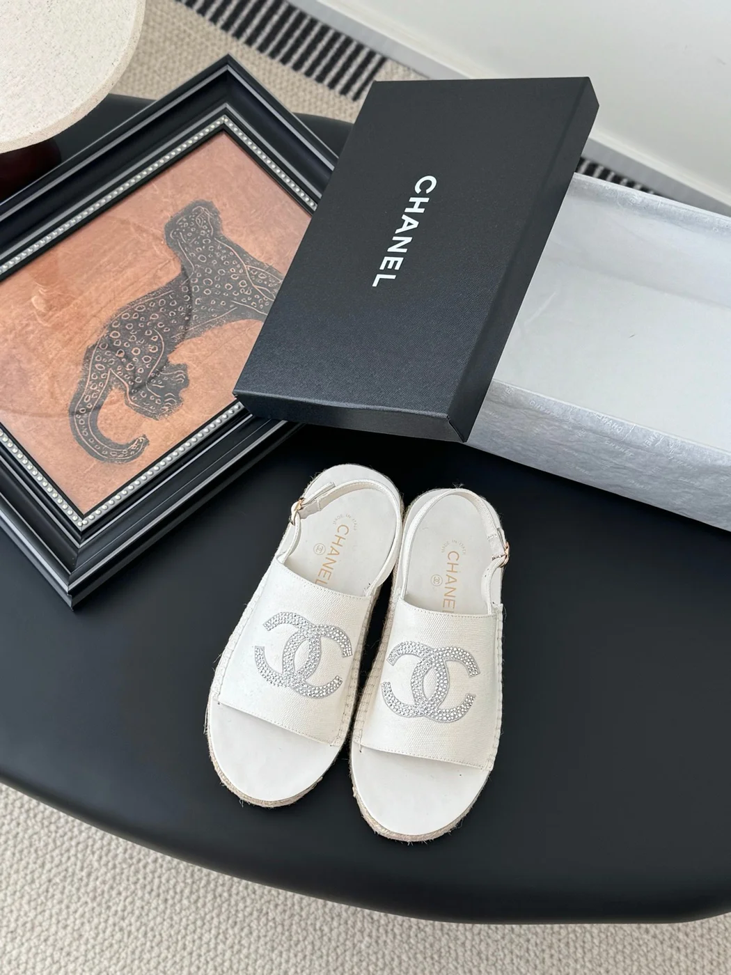 Chanel Women White Canvas Espadrille Sandals product view 1