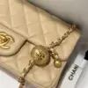 Chanel Classic Bell Bag Handbags Beige Leather Lock Gold 20 cm product view 6