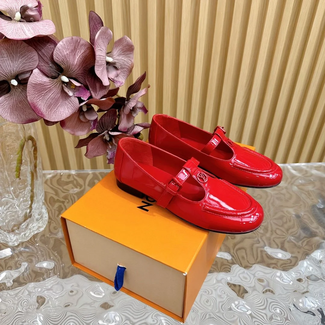 Louis Vuitton Women Red Patent Leather Loafers product view 4