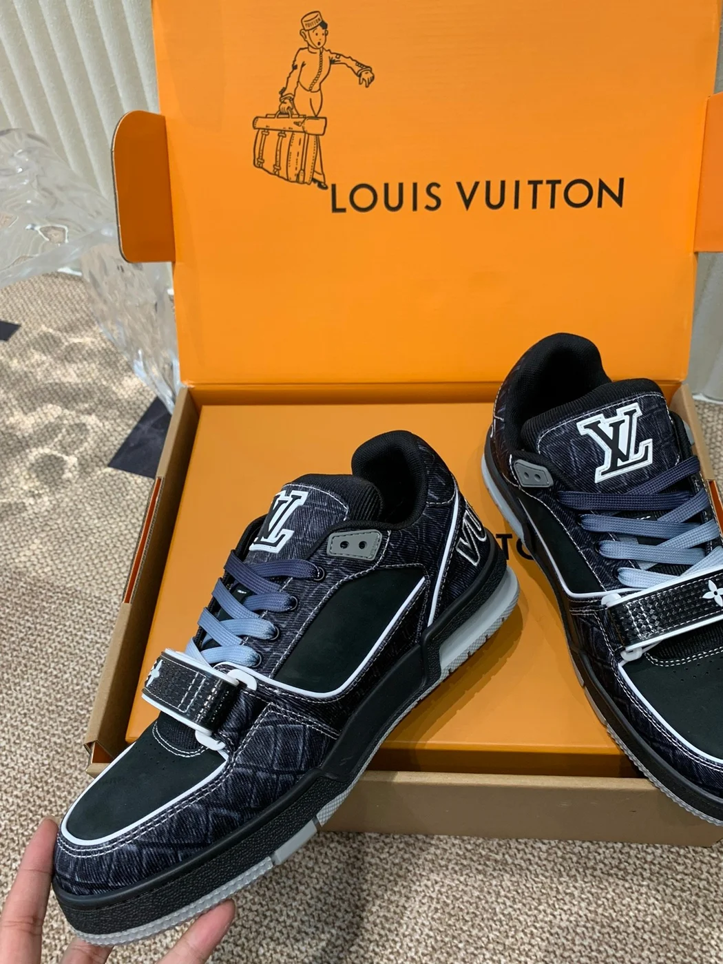 Louis Vuitton Women Black Fabric Sneakers product view 4