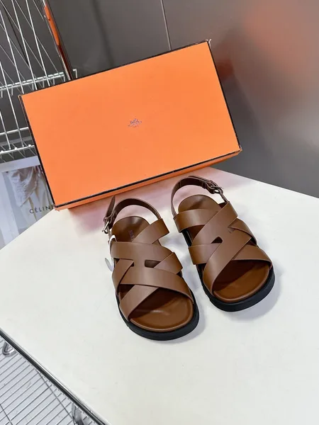 Hermès Women Brown Leather Strappy Sandals product view 1