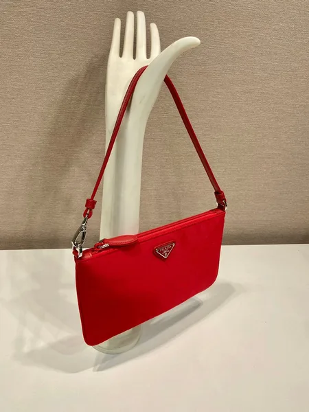 Prada Shoulder Bag 24 With Triangle Logo In Passion Red Re-Nylon Fabric product view 5