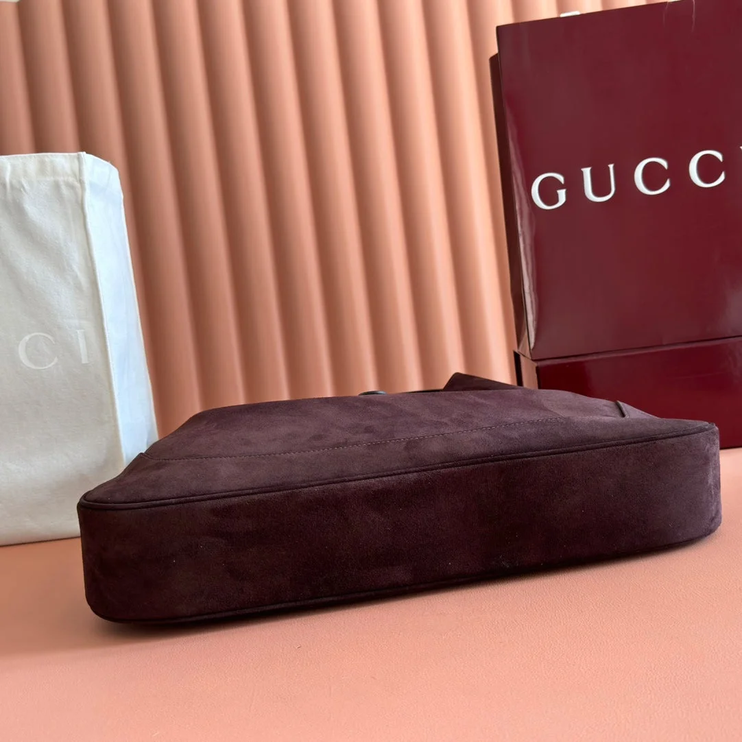 Gucci 25S Jackie Giorno 44 cm In Dark Chocolate Brown Suede Bag product view 3