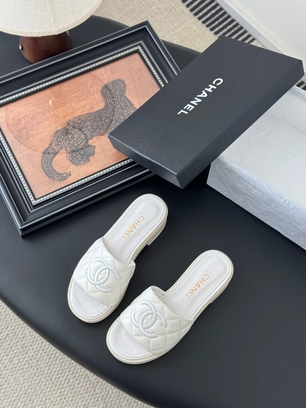 Chanel Women White Quilted Leather Slides product view 5