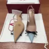 Valentino Women Nude Leather Blue Pointed Heels product view 5