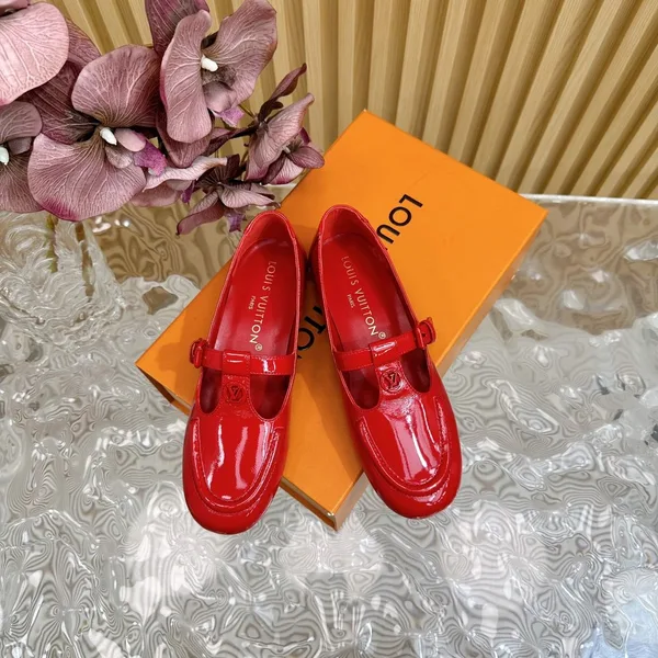 Louis Vuitton Women Red Patent Leather Loafers product view 5