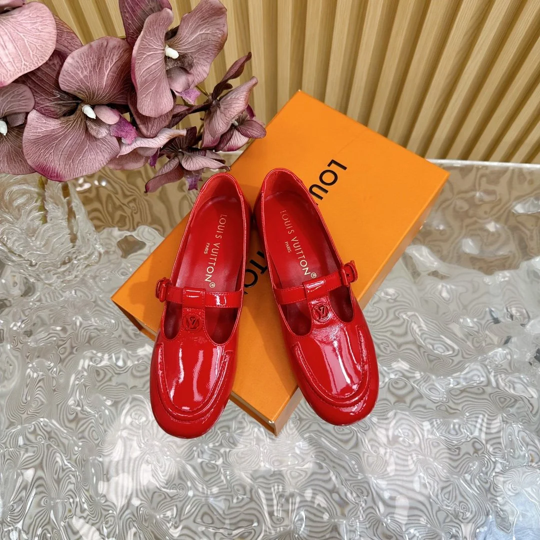 Louis Vuitton Women Red Patent Leather Loafers product view 5