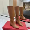 Valentino Women Tan Leather Mid-Calf Boots product view 1
