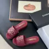 Chanel Women Burgundy Quilted Leather Slides product view 5