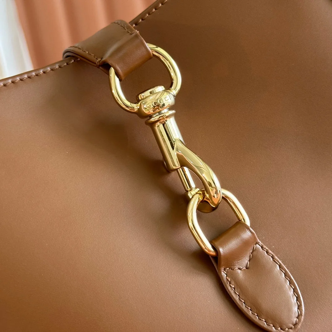 Gucci Jackie Small Shoulder Bag 27 In Tawny Brown Calfskin Gold Hardware product view 5