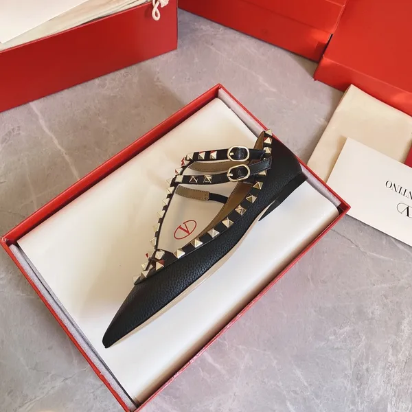 Valentino Women Black Leather Studded Flats product view 6