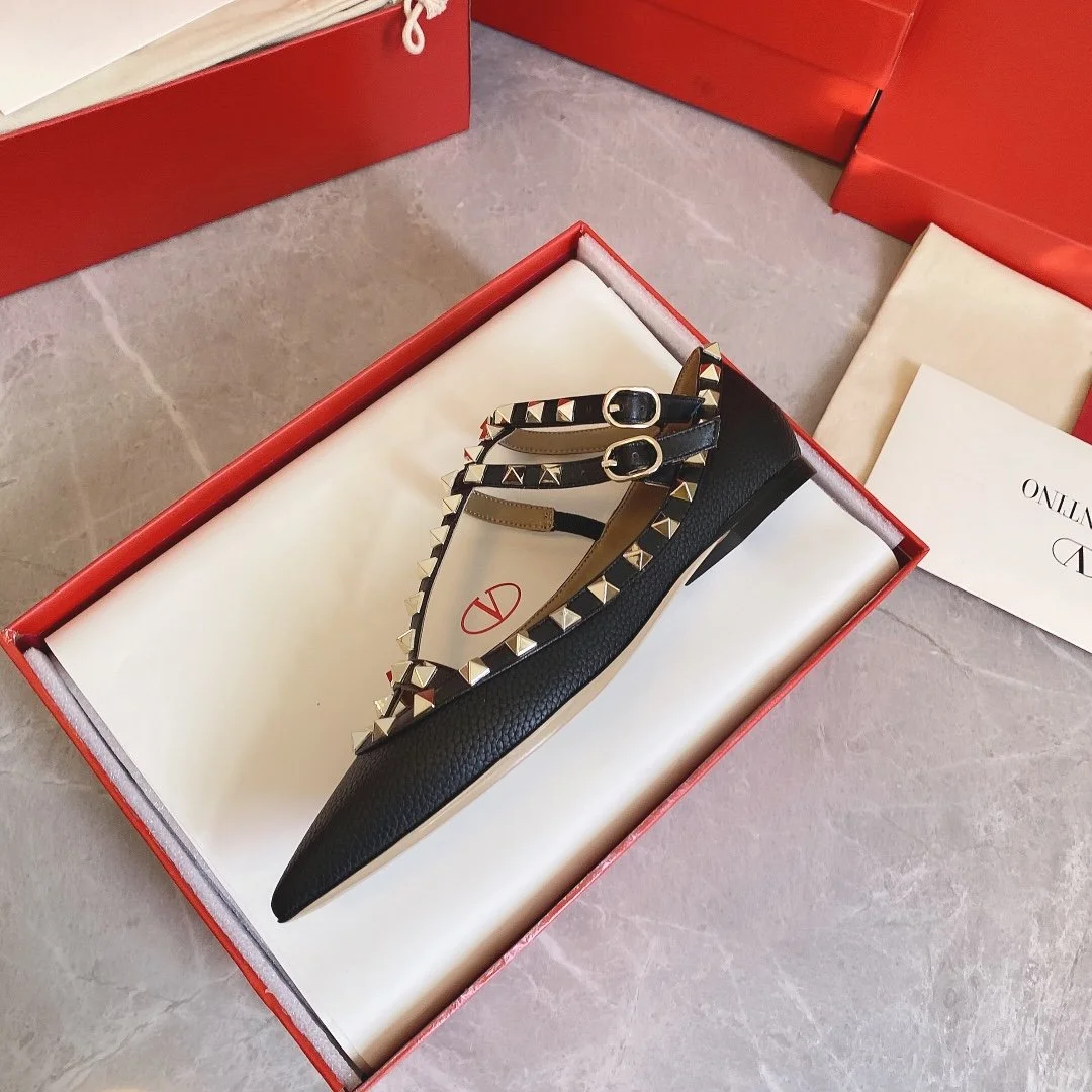 Valentino Women Black Leather Studded Flats product view 6