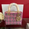Dior Lady  Bag Metallic Calfskin  Satin with Rose Des Vent product view 2