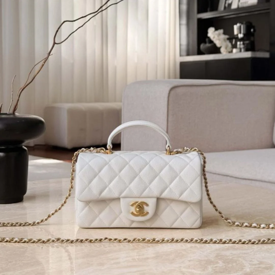 Chanel Small Classic Flap Top Handle White Bag product view 1