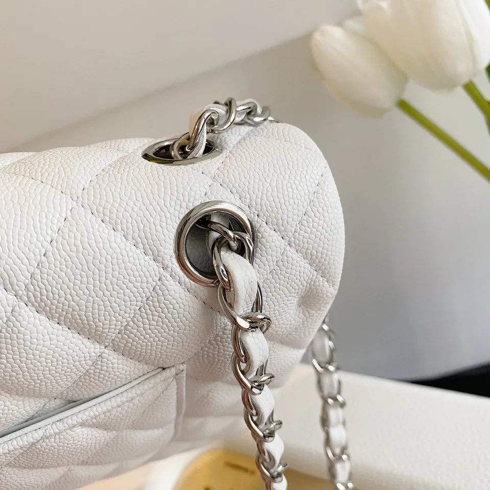 Chanel Classic Flap Medium White with Gold Hardware Bag product view 7