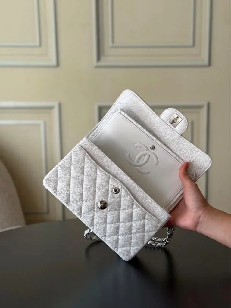 Chanel Classic Flap caviar Silver hardware Bag product view 7