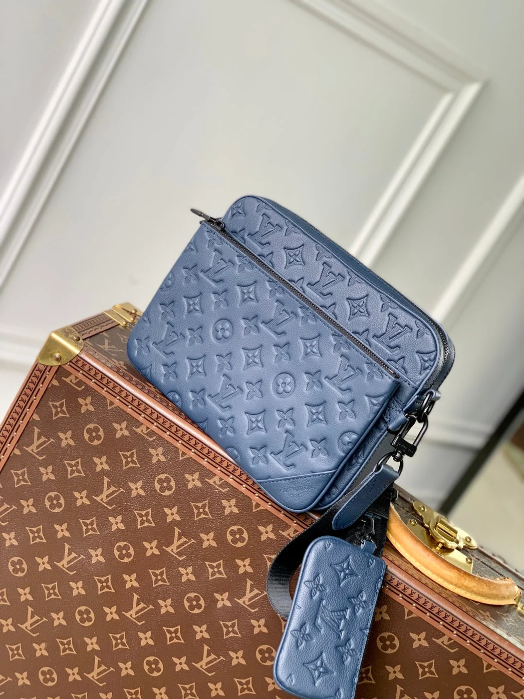 Louis Vuitton Trio Messenger 25 In Blue Monogram Shadow Calfskin Bag product view 2