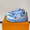 Louis Vuitton Men Light Blue Leather And Fabric Sneakers product view 3