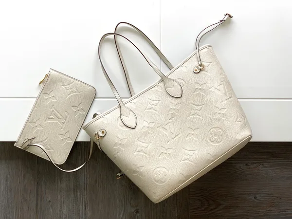 Louis Vuitton Neverfull MM White Monogram Empreinte Leather Bag product view 5