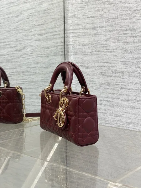 Dior Small Lady D‑Joy Bag 19 In Burgundy Gold Hardware product view 4