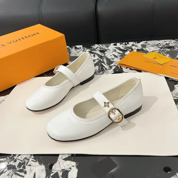 Louis Vuitton Women White Leather Mary Jane Loafers product view 5