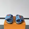 Louis Vuitton Men Blue Denim Slides product view 2