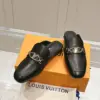 Louis Vuitton Women Black Leather Slip-On Mules product view 5