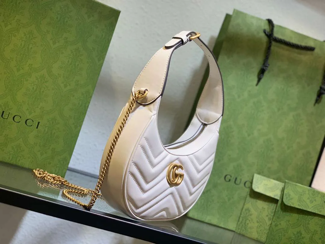 Gucci GG Marmont Half Moon Handbag White 24 cm product view 3