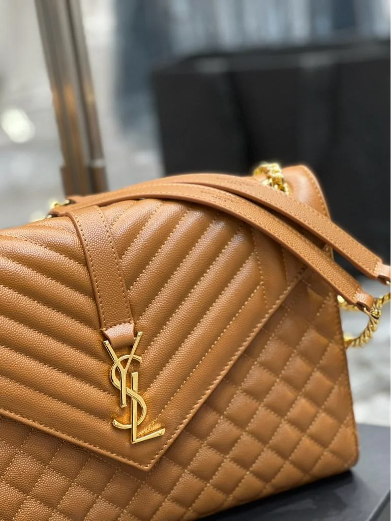 Saint Laurent Medium Envelope Bag in caramel product view 4
