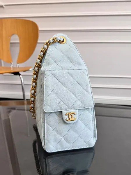 Chanel 25 Handbag 30 In Lgith Blue Cavier Gold Hardware product view 3