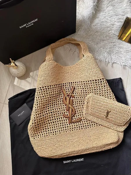 Saint Laurent Icare Maxi raffia tote bag product view 2