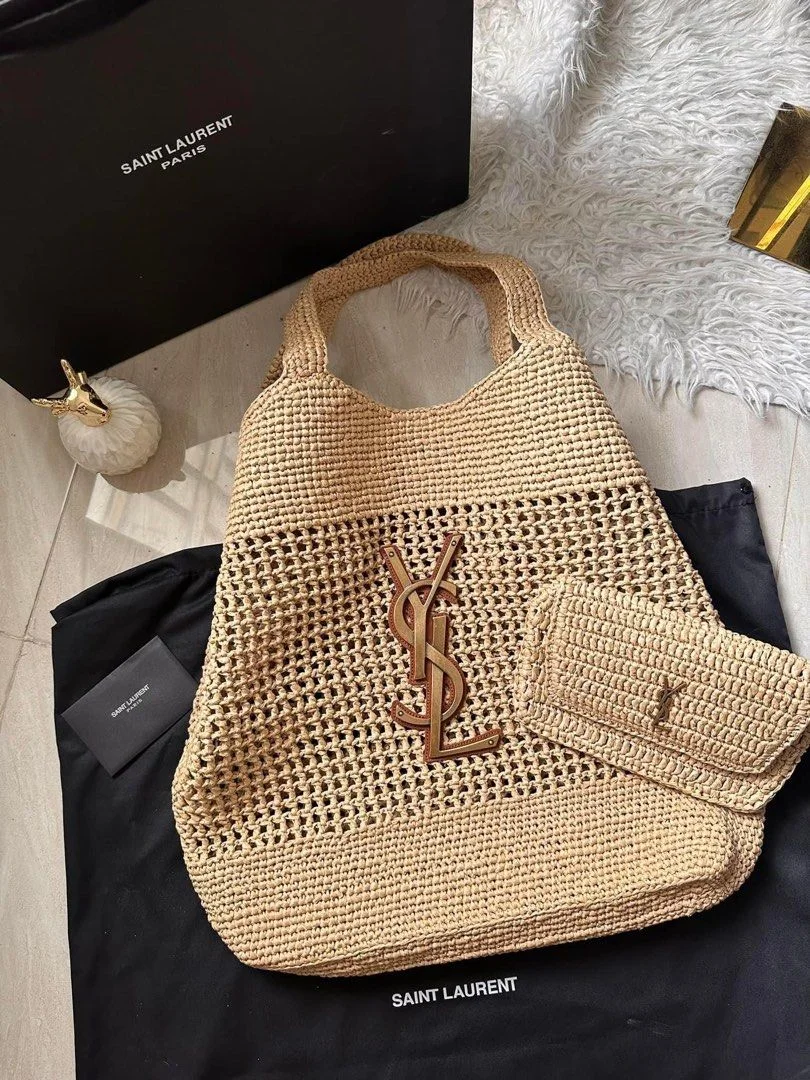 Saint Laurent Icare Maxi raffia tote bag product view 2