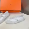 Hermès Women White Mesh Leather Mary Jane Flats product view 4