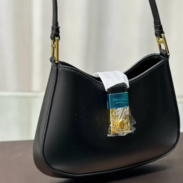 Prada Cleo Shoulder Bag 26 In Black Brushed Lambskin Gold Hardware product view 1