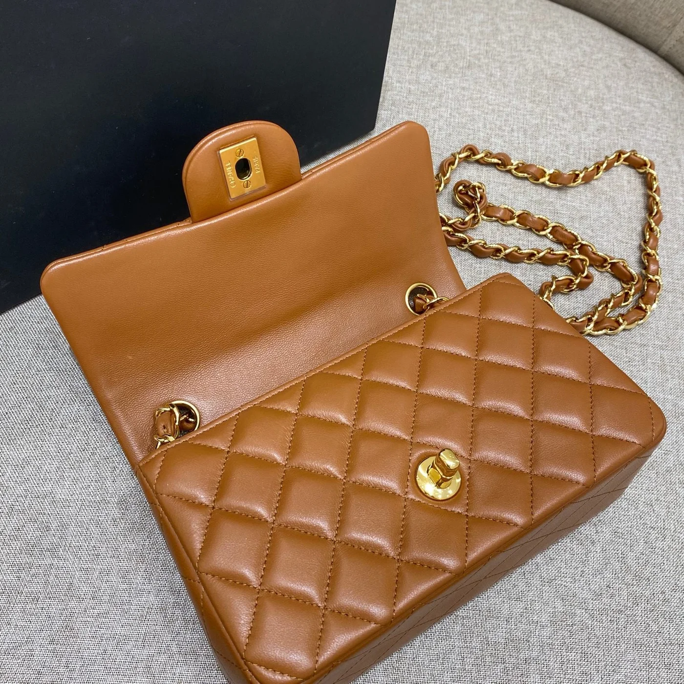 Chanel Flap Bag 20 cm Caramel Lambskin Gold Hardware product view 5
