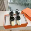 Hermès Women Silver Leather Square Toe Heels product view 2